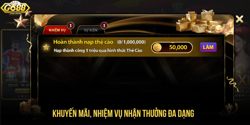 Khuyến mãi, nhiệm vụ nhận thưởng đa dạng